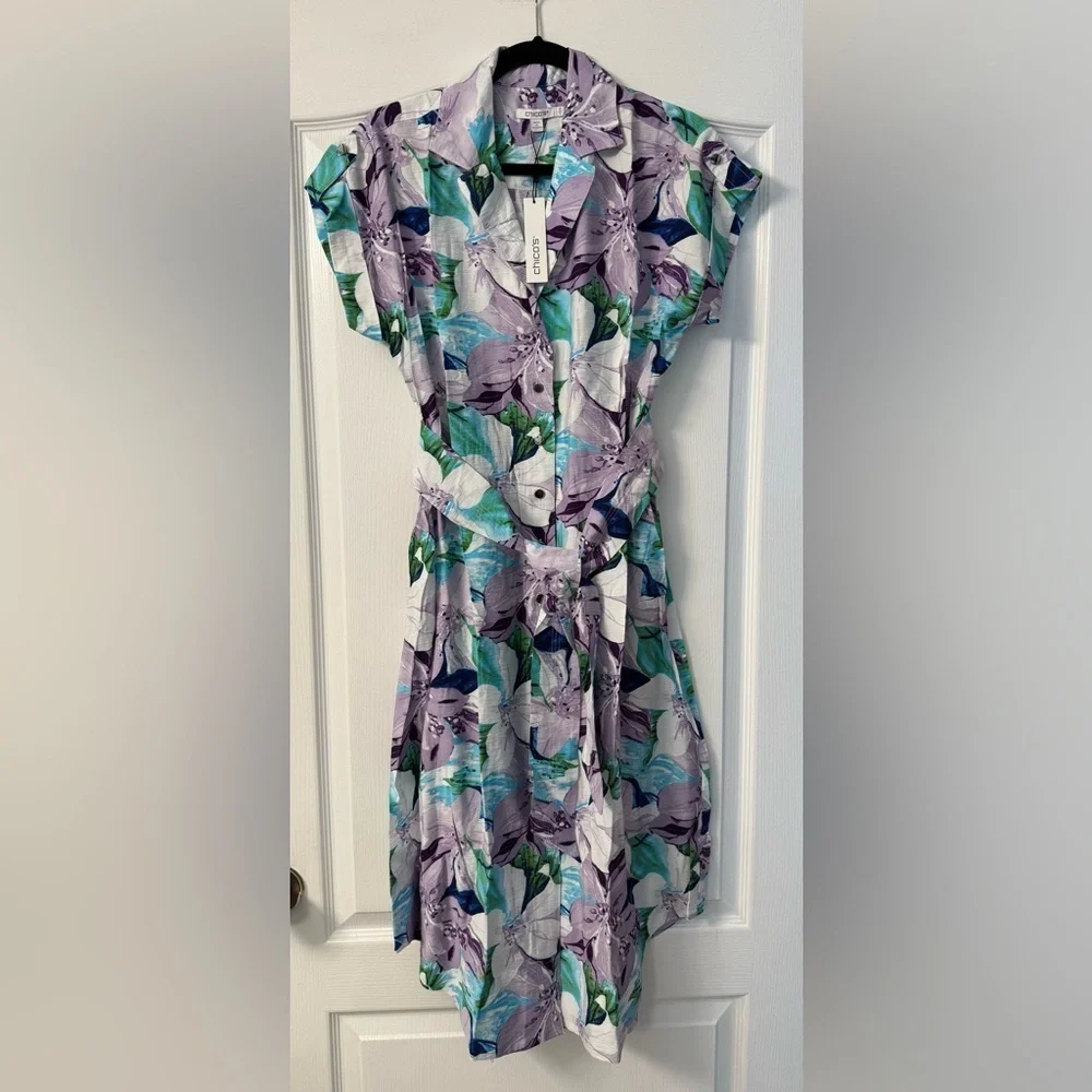 Chico's Hammered Rayon Midi Floral
Shirtdress - Picture 4 of 11